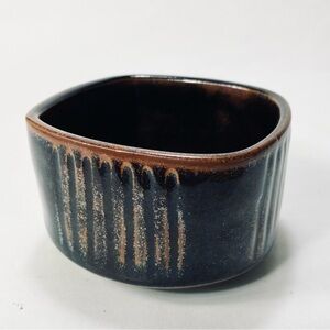 Art Studio Pottery Black Brown Glazed Bowl or Small Planter